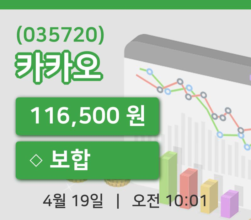 [카카오주가] 10시 01분 현재 116,500원
