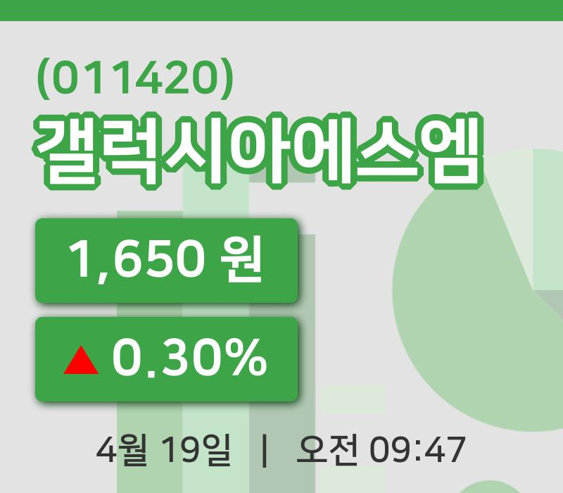 [갤럭시아에스엠주가] 9시 47분 현재 1,650원