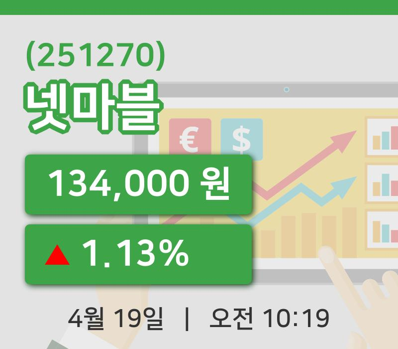 [넷마블주가] 19일 이시각 현재  134,000원
