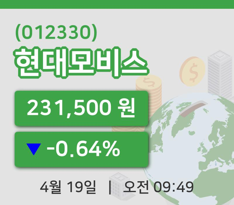 [현대모비스주가] 19일 이시각 현재  231,500원