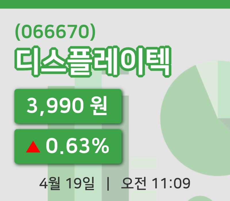 [디스플레이텍주가] 19일 11시 09분 현재 3,990원