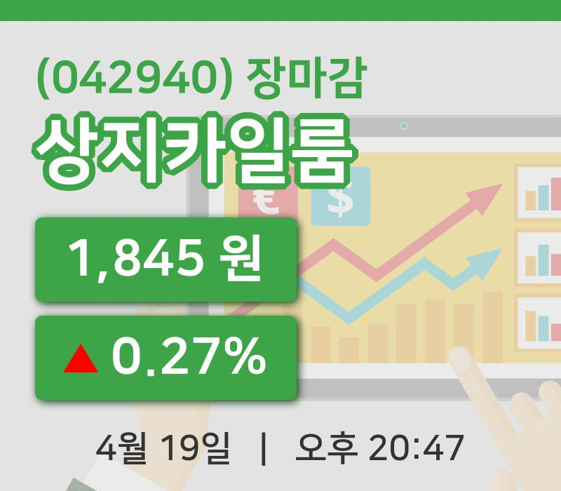 국내주식마감상지카일룸 19일 1,845원 장종료그래프복습하기