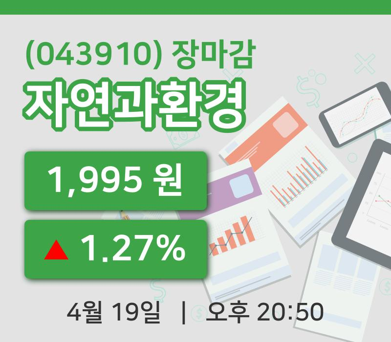 마감증시보고자연과환경 19일 1,995원 마감그래프통계 및 분석