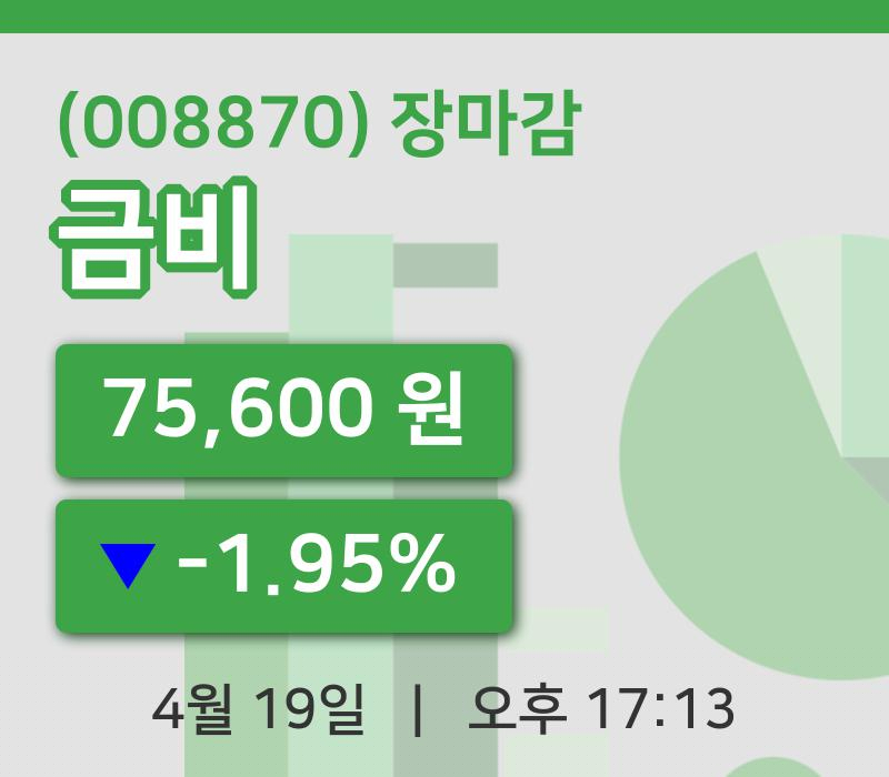 국내주식마감금비 19일 75,600원 마감...