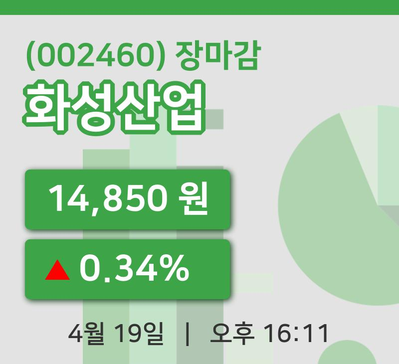 국내증시마감화성산업 19일 14,850원 장 마쳐