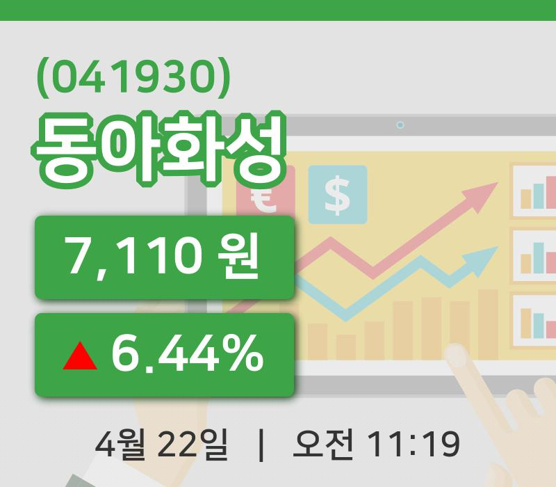 [동아화성주가] 22일 11시 19분 현재 7,110원