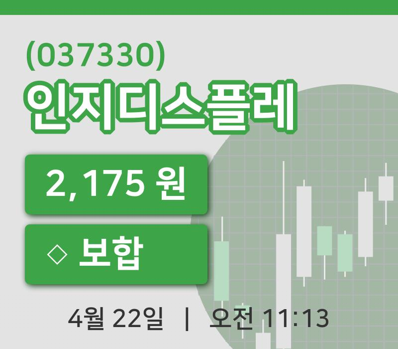 [인지디스플레주가] 11시 13분 현재 2,175원
