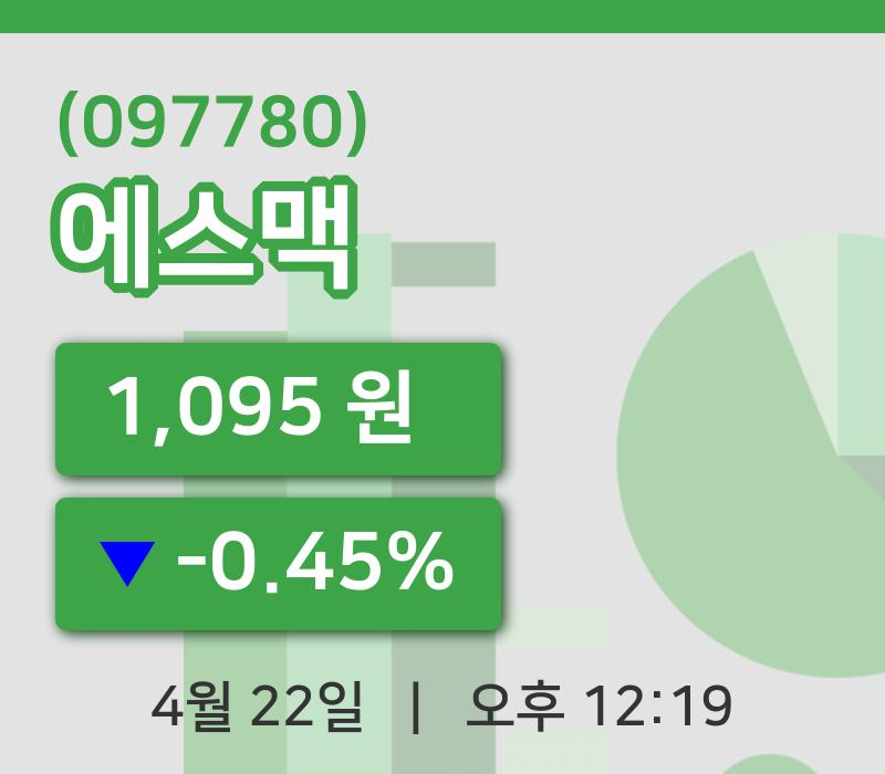 [에스맥주가] 22일 이시각 현재  1,095원