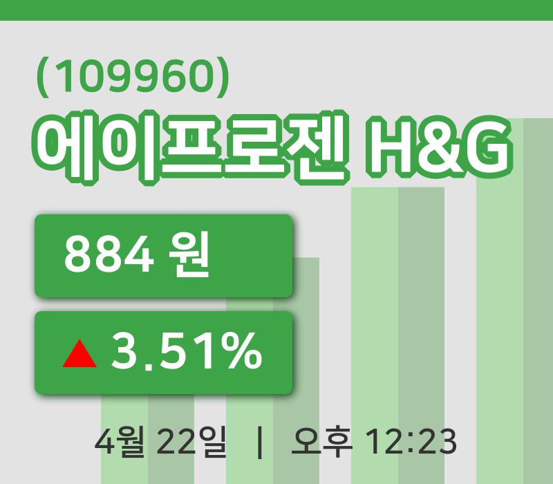 [에이프로젠 H&G주가] 12시 23분 현재 884원