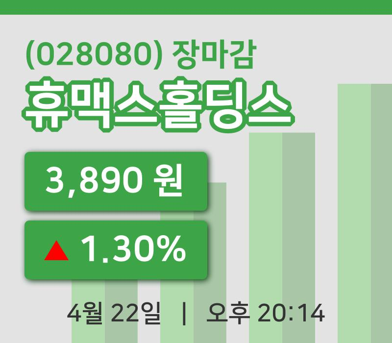 코스닥마감증시휴맥스홀딩스 22일 3,890원 장 마쳐그래프정리