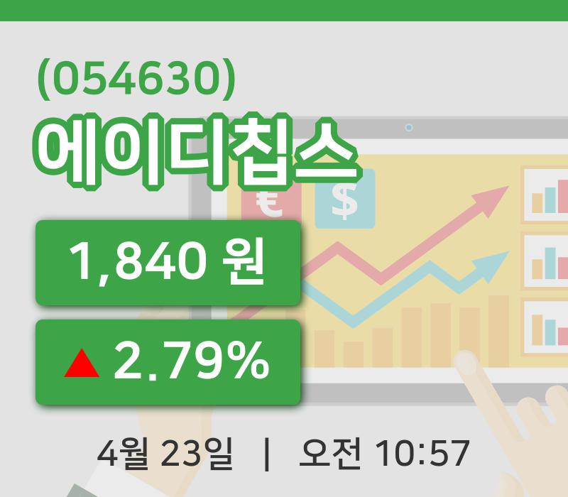 [에이디칩스주가] 23일 이시각 현재  1,840원