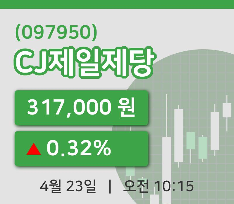 [CJ제일제당주가] 23일 이시각 현재  317,000원