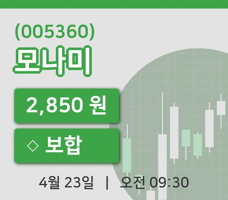 [모나미주가] 9시 30분 현재 2,850원