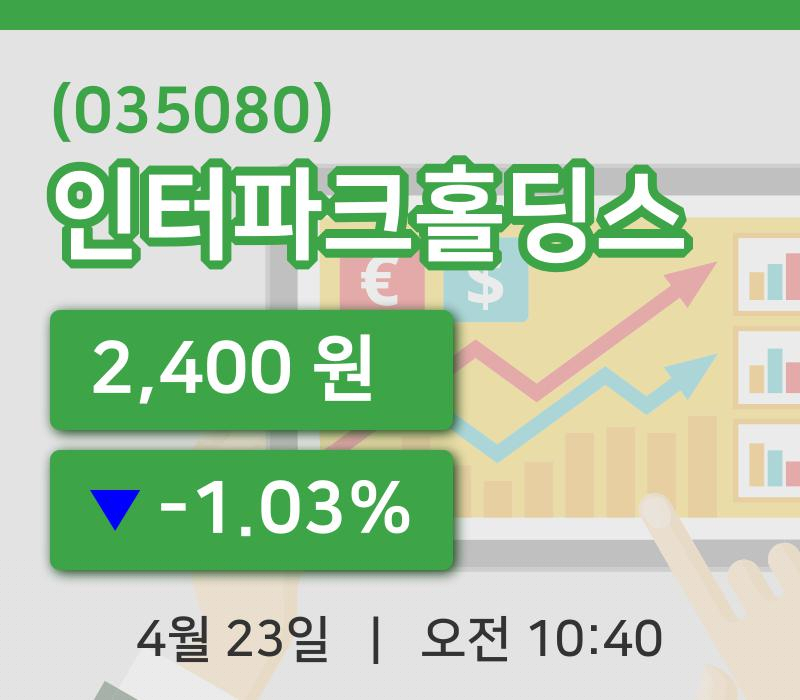 [인터파크홀딩스주가] 23일 이시각 현재  2,400원