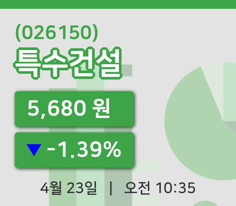 [특수건설주가] 23일 10시 35분 현재 5,680원
