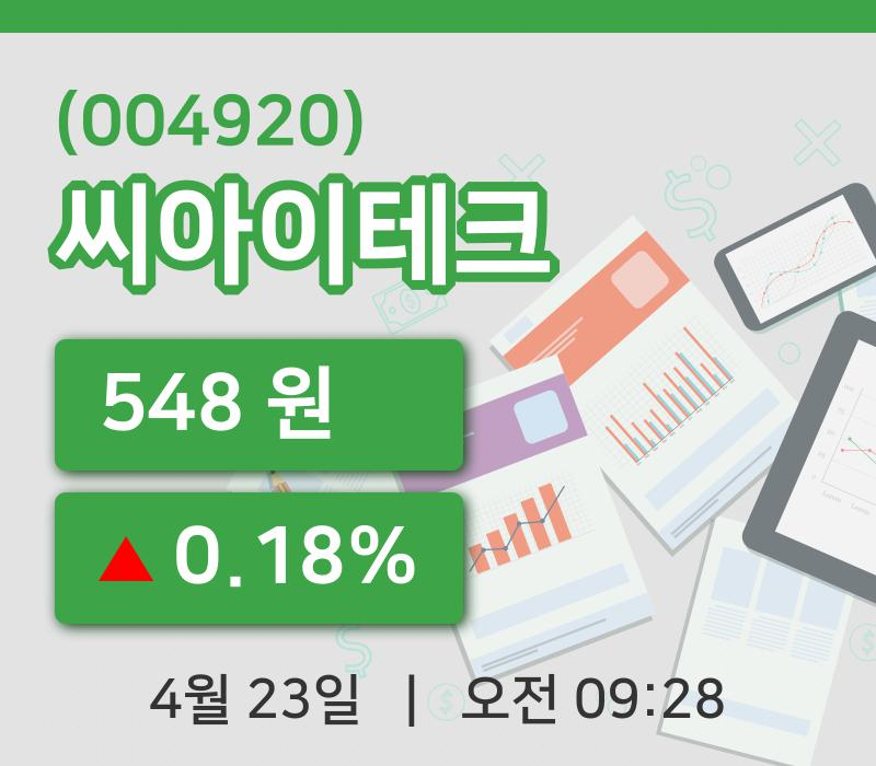 [씨아이테크주가] 9시 28분 현재 548원