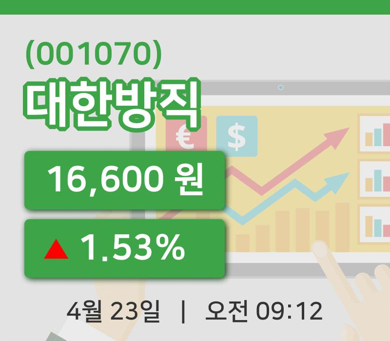 [대한방직주가] 9시 12분 현재 16,600원