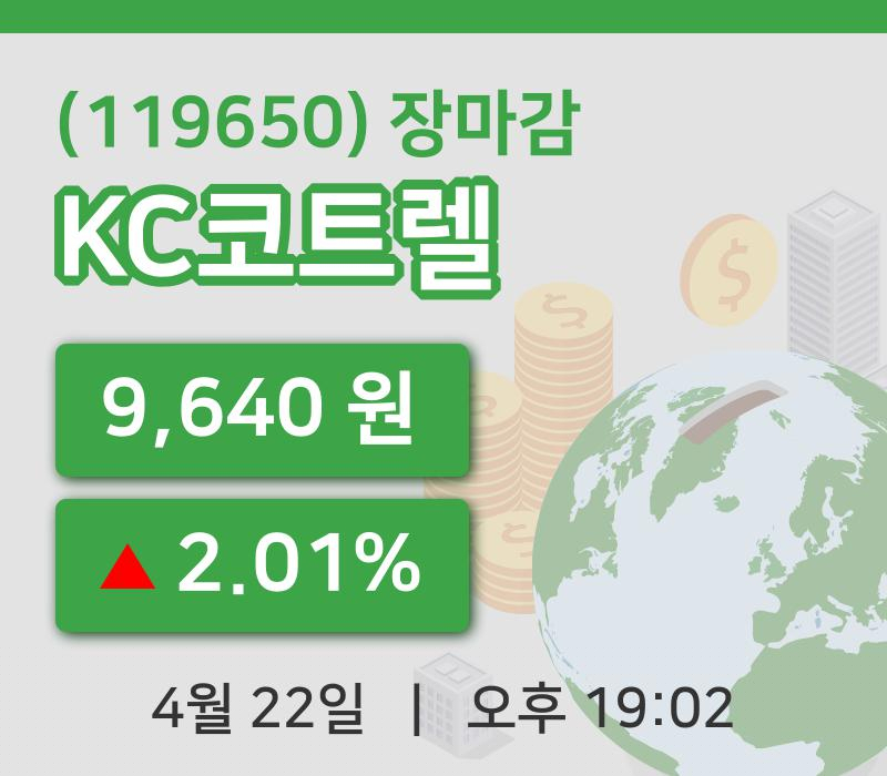주식마감KC코트렐 22일 9,640원 장 마쳐주식차트종합분석