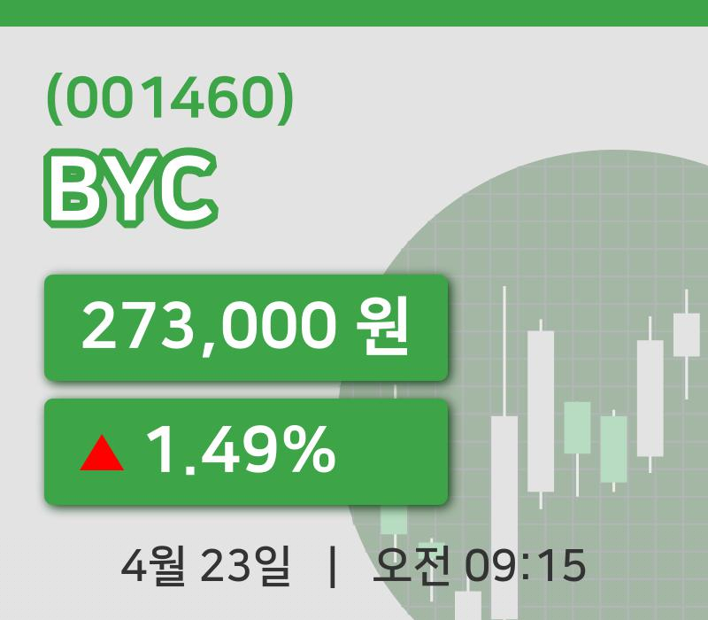 [BYC주가] 23일 이시각 현재  273,000원