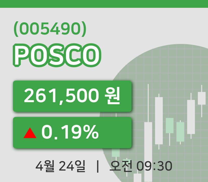 [POSCO주가] 24일 이시각 현재  261,500원
