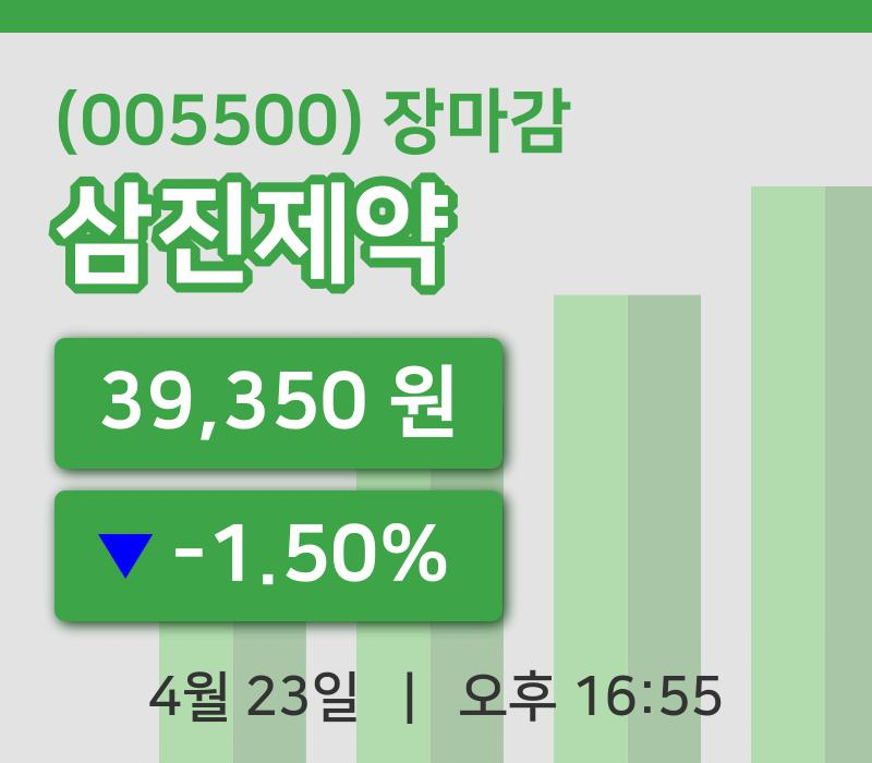 코스피정리삼진제약 23일 39,350원 마감주식차트복습하기