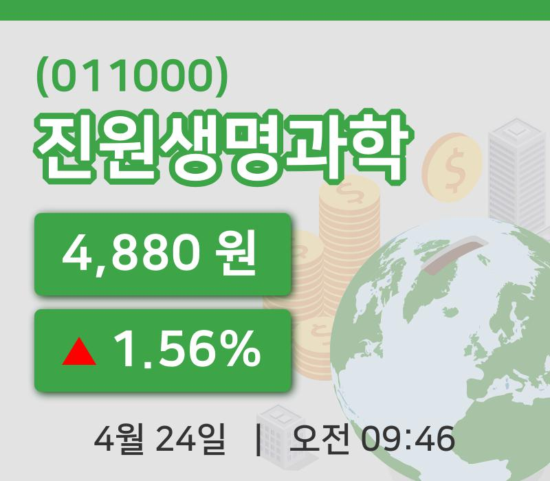 [진원생명과학주가] 9시 46분 현재 4,880원