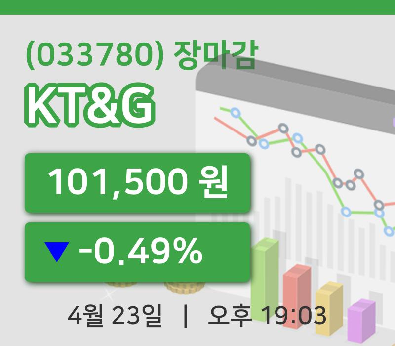 코스피마감증시KT&G 23일 101,500원 장 마쳐주식차트종합통계