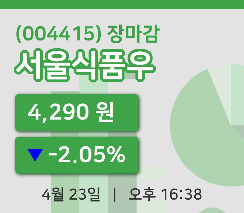 코스피마감증시서울식품우 23일 4,290원 장마감주식차트복습하기
