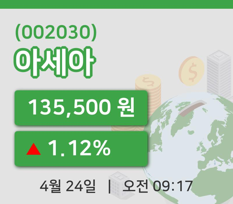 [아세아주가] 9시 17분 현재 135,500원