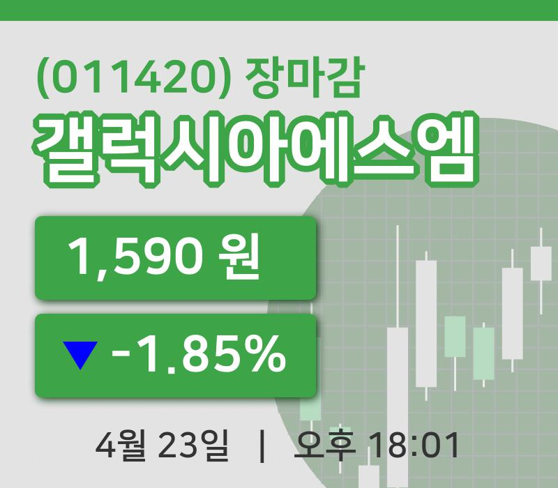 주식마감갤럭시아에스엠 23일 1,590원 장 마쳐그래프종합분석