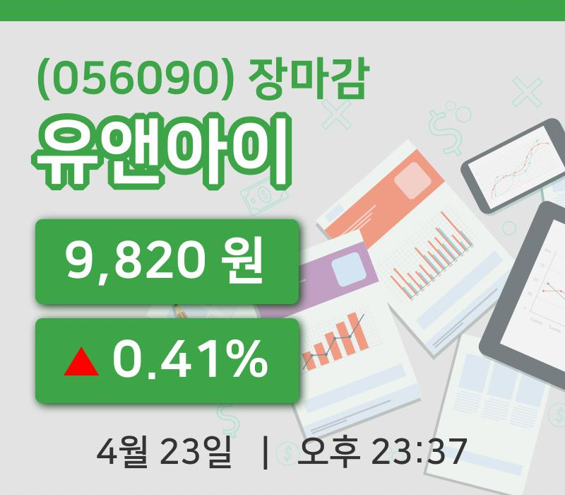 코스닥마감증시유앤아이 23일 9,820원 장 마쳐