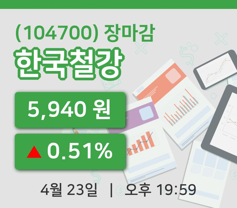 주식마감한국철강 23일 5,940원 장종료