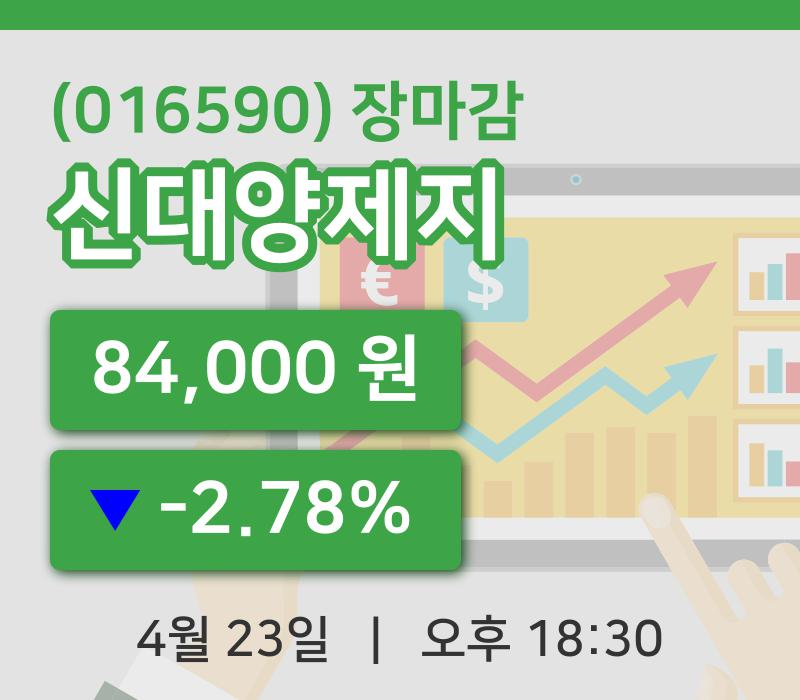 마감증시보고신대양제지 23일 84,000원 마감