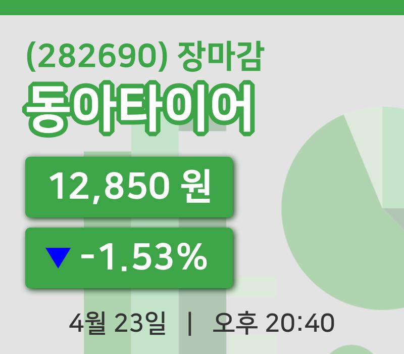 마감증시보고동아타이어 23일 12,850원 마감주식차트분석