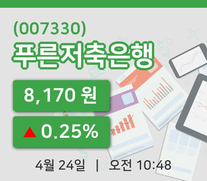 [푸른저축은행주가] 24일 10시 48분 현재 8,170원