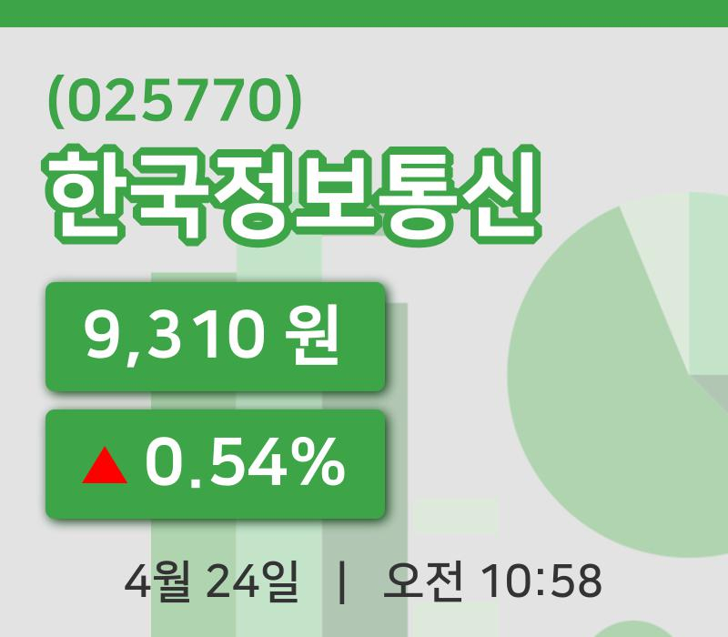 [한국정보통신주가] 24일 10시 58분 현재 9,310원