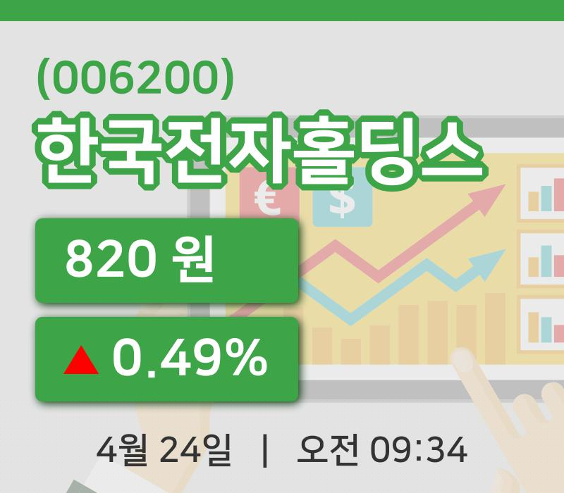 [한국전자홀딩스주가] 24일 9시 34분 현재 820원