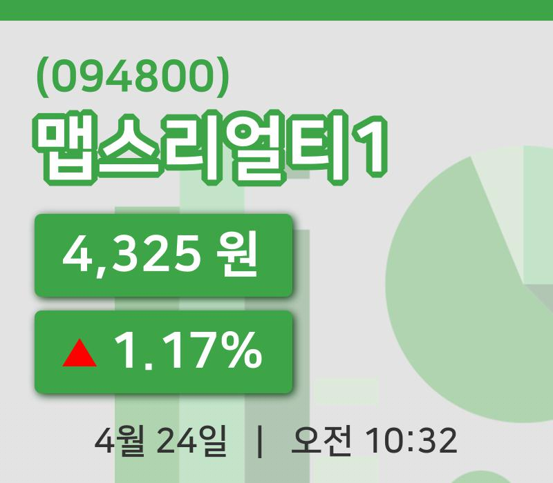 [맵스리얼티1주가] 24일 이시각 현재  4,325원