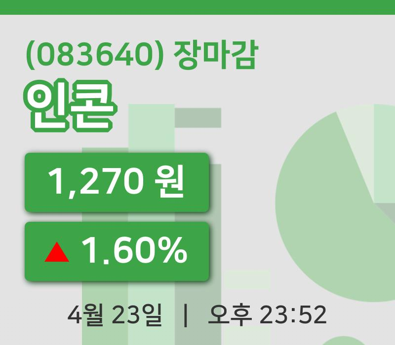 주식마감인콘 23일 1,270원 장마감...
