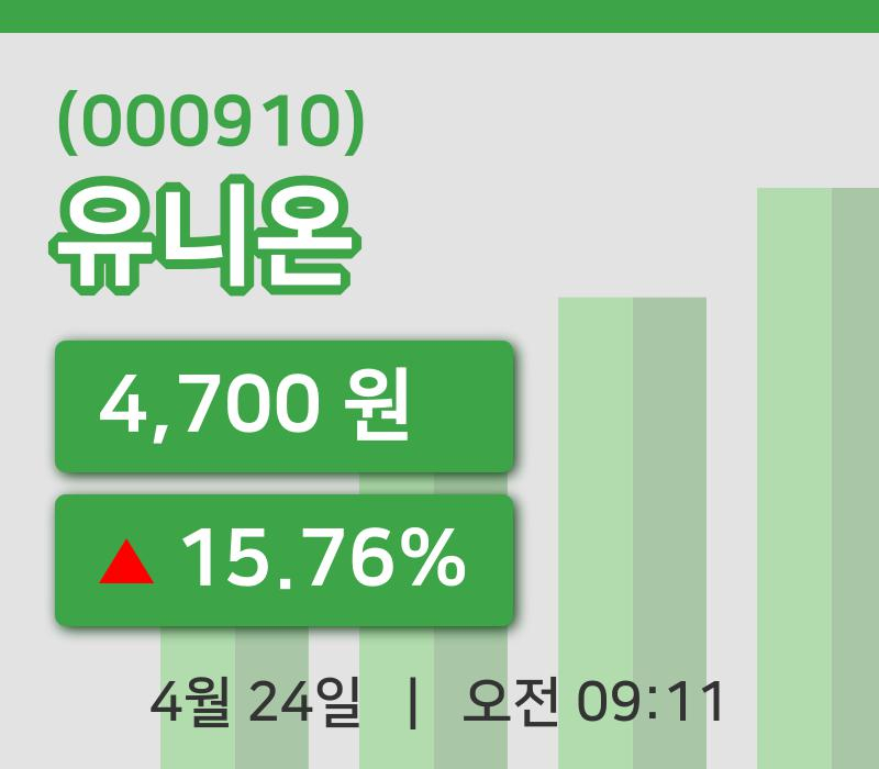 [유니온주가] 9시 11분 현재 4,700원
