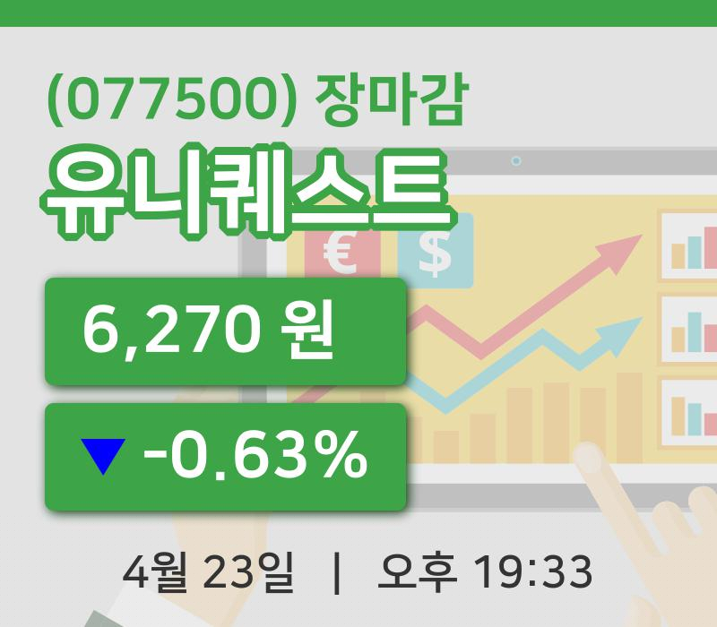 국내주식마감유니퀘스트 23일 6,270원 장마감주식차트종합정리