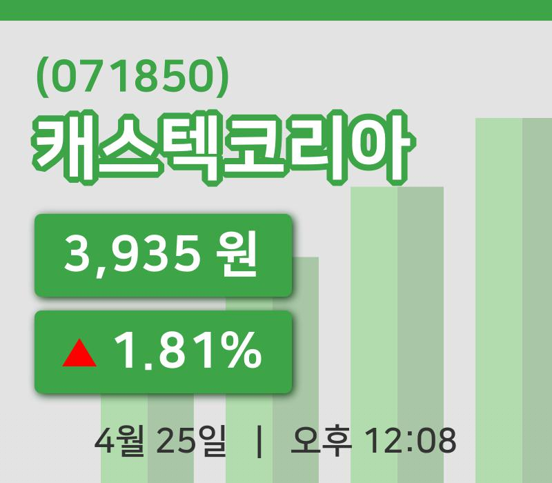 [캐스텍코리아주가] 25일 이시각 현재  3,935원