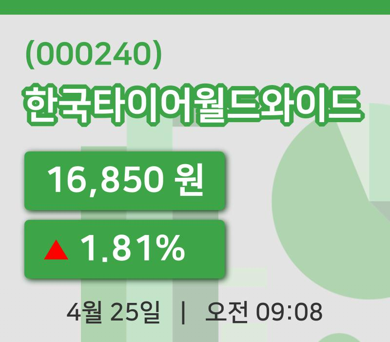 [한국타이어월드와이드주가] 25일 9시 08분 현재 16,850원