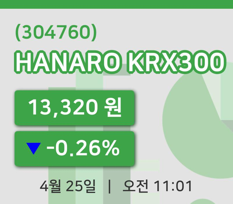 [HANARO KRX300주가] 25일 11시 01분 현재 13,320원