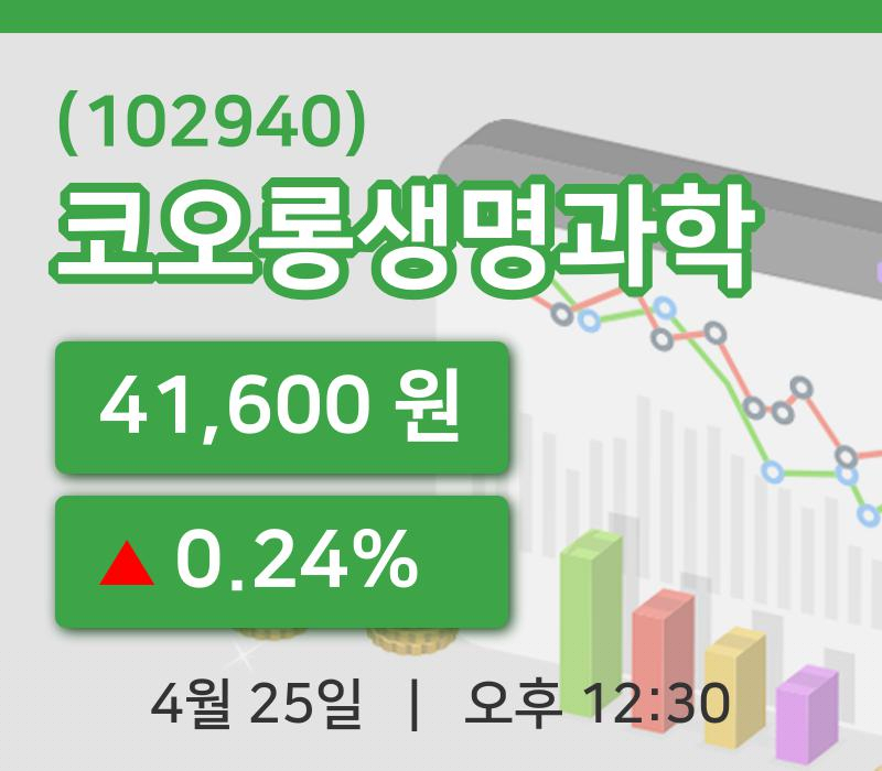 [코오롱생명과학주가] 25일 12시 30분 현재 41,600원