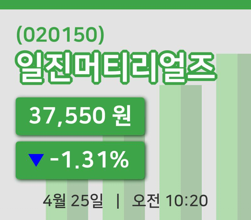 [일진머티리얼즈주가] 25일 이시각 현재  37,550원