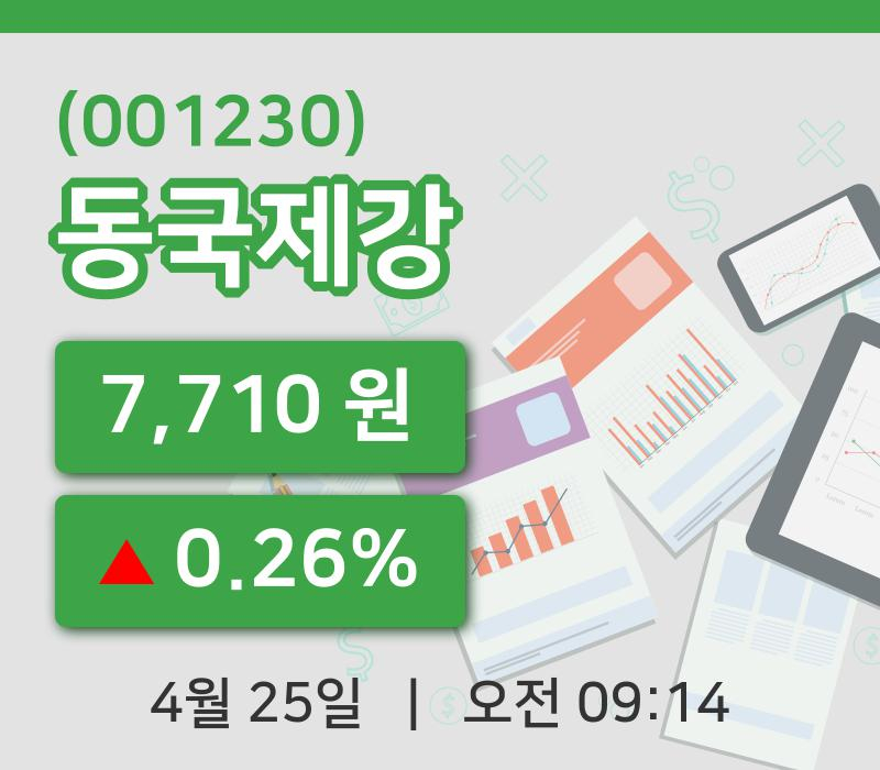 [동국제강주가] 9시 14분 현재 7,710원