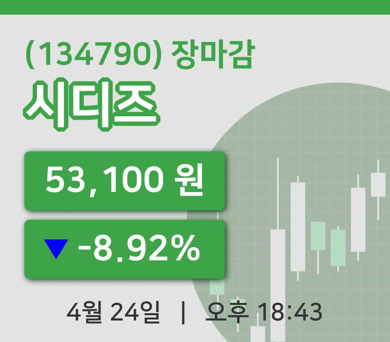 코스피정리시디즈 24일 53,100원 장마감...