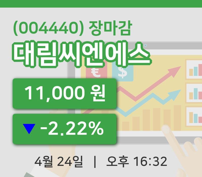 주식마감대림씨엔에스 24일 11,000원 마감그래프종합분석