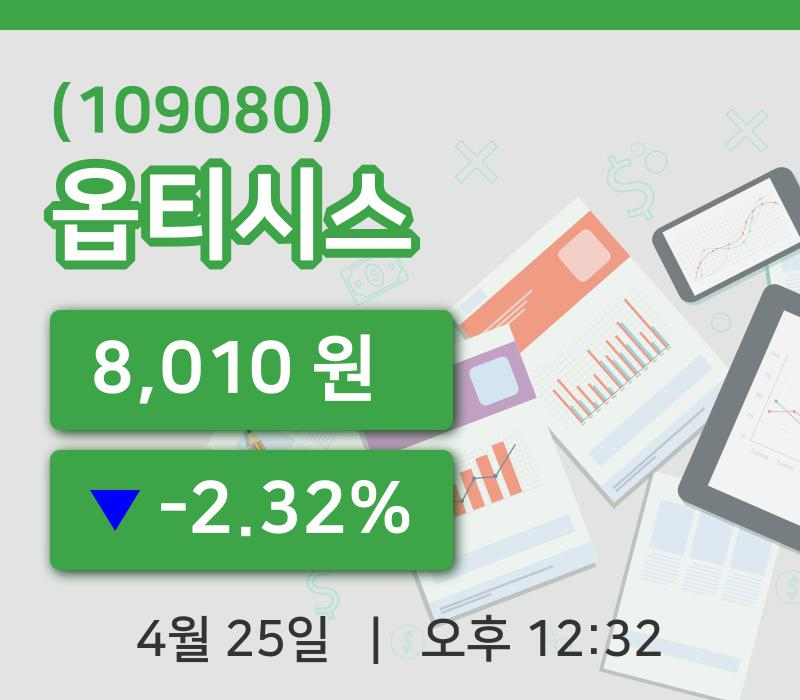 [옵티시스주가] 25일 이시각 현재  8,010원